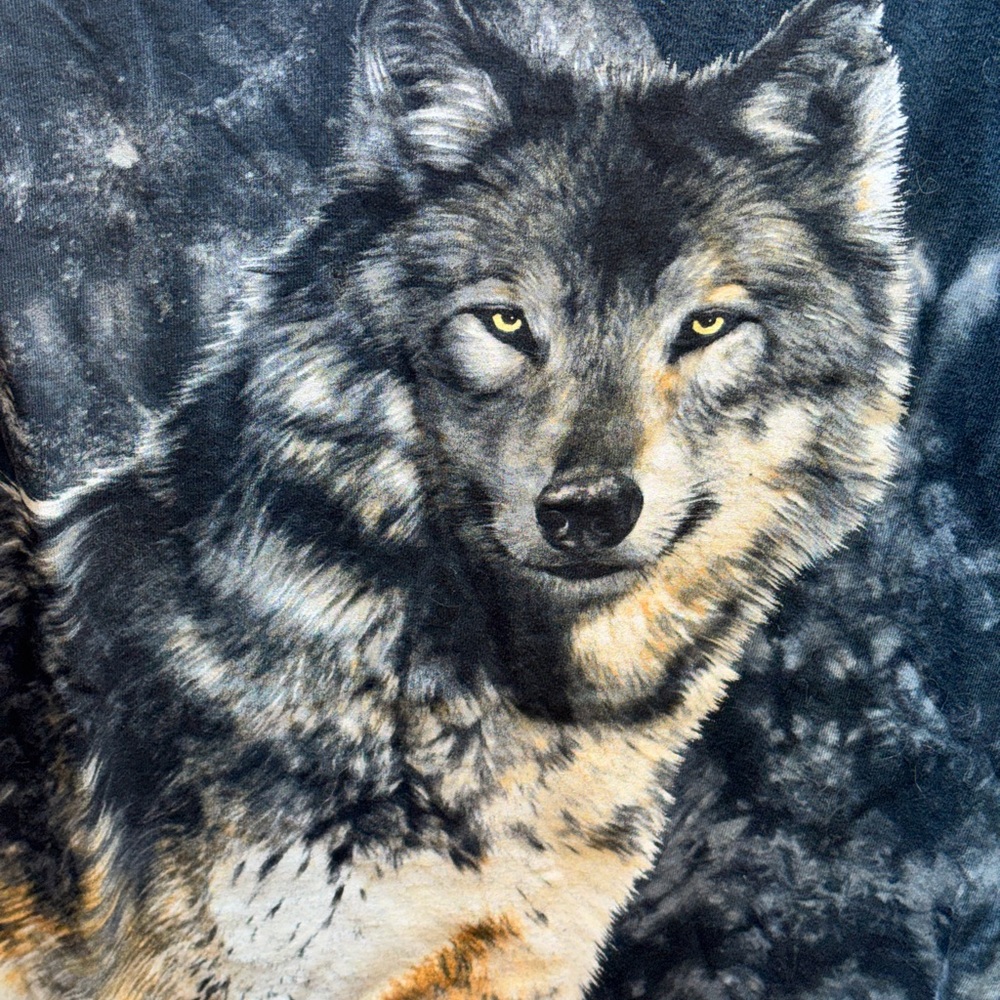 Wolf Double Sided Outdoor T-Shirt Black/Grey Tie Dye Men’s Size Medium Gildan - Picture 2 of 5